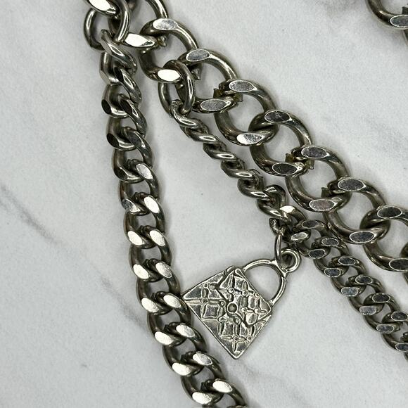 Chunky Draped Charm Chain Belt Silver Tone Y2K Festival One Size ✨ - Picture 3 of 16